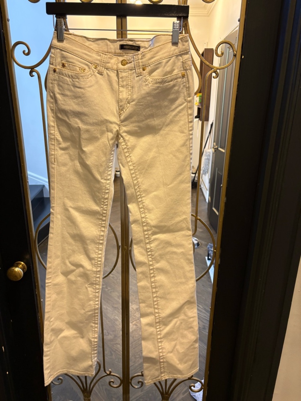 Roberto Cavalli Cream Boot-Cut flare Jeans size 40 size 4 Nwt 640 retail  cream